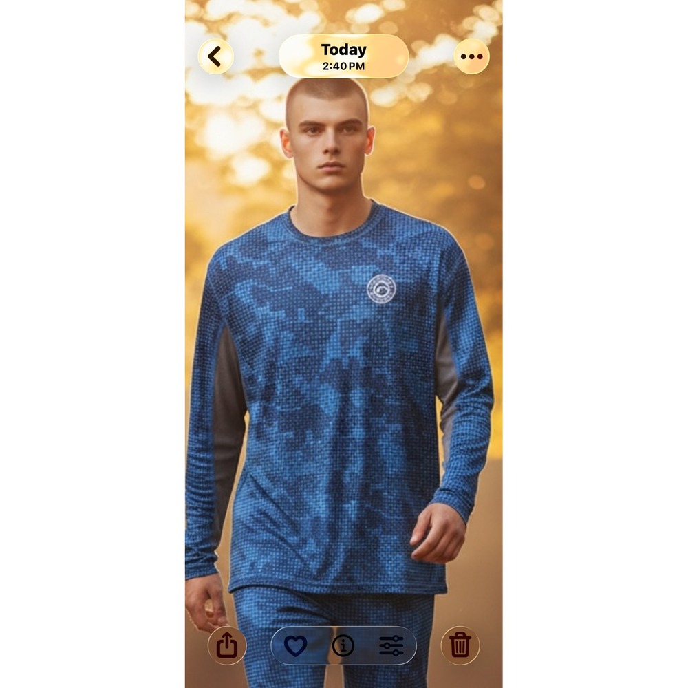 Magellan Men's Blue Camo Long Sleeve Performance Shirt Fishing Outdoor Size L‎